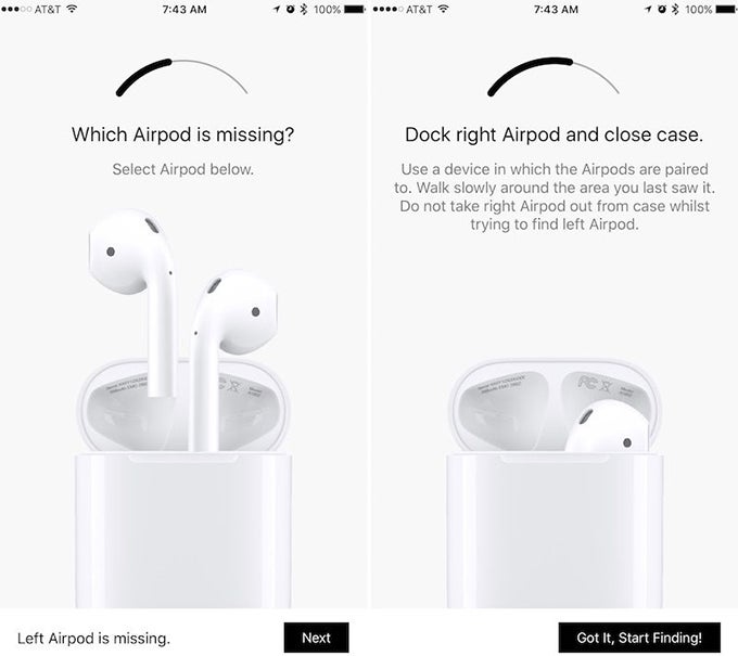 Screenshots from Finder for AirPods, courtesy of MacRumors - Apple takes down app that helps you track your lost AirPods