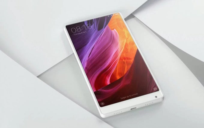 The pearl white version of the bezel-less Xiaomi Mi Mix - Xiaomi doesn't share 2016 sales numbers after missing last year's target