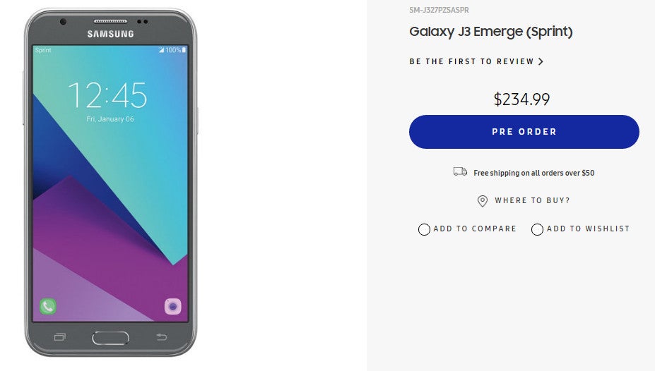 Samsung Galaxy J3 Emerge launched in the US for $234.99