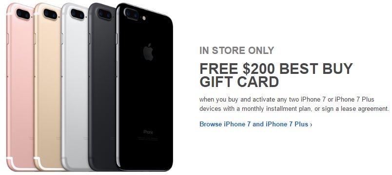 Deal: Buy two iPhone 7s, get a $200 gift card from Best Buy