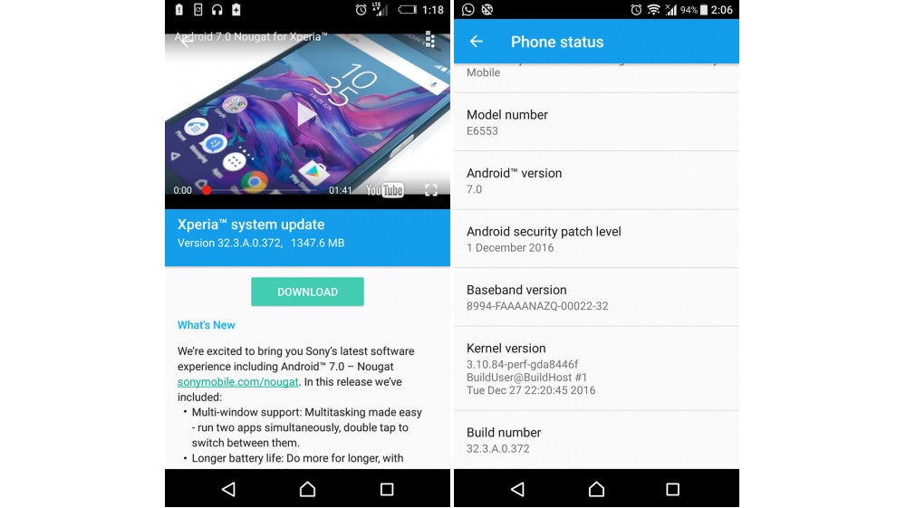 Sony Xperia Z3+ and Z3+ Dual receiving Android 7.0 Nougat update