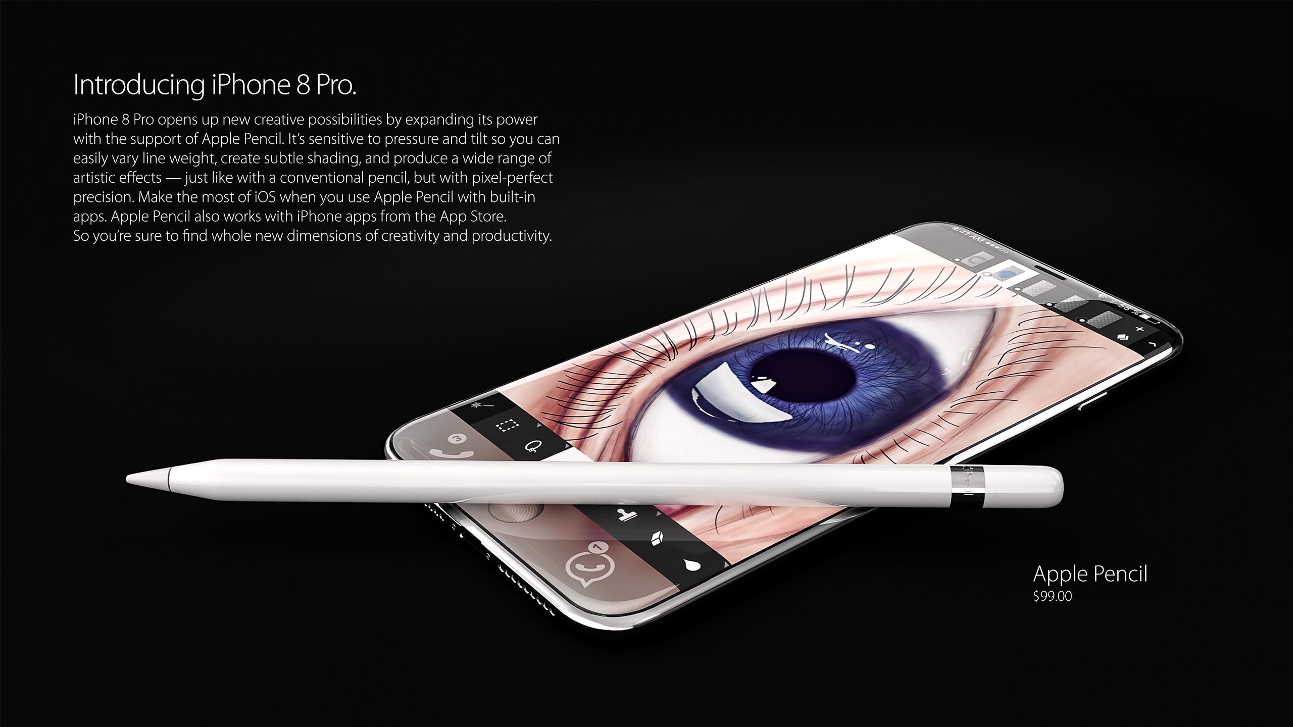 Apple Pencil compatibility is just one of the interesting proposals - This iPhone 8 concept brings all the rumors so far to life and it&#039;s an impressive sight