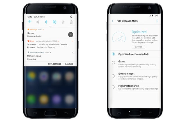 The new status bar and the added Performance mode are among the biggest new visual and feature changes with Nougat on the S7 and S7 edge - 7 key new features and visuals of the Android 7 Nougat update for your Galaxy S7 and S7 edge