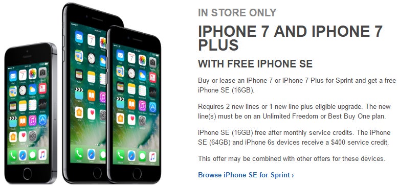 Best Buy deal: Buy a Sprint iPhone 7 or 7 Plus, get a free iPhone SE