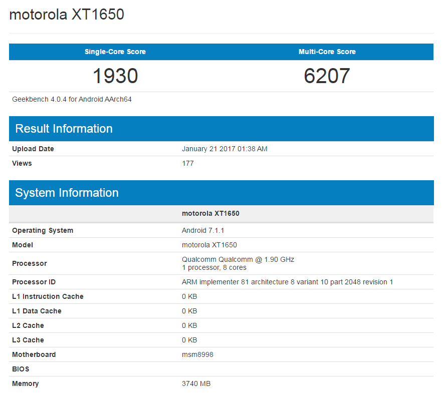 Moto Z with Snapdragon 835 processor could be in the cards, shows up in benchmark database