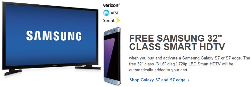 Deal: Get a free Samsung TV when you purchase a Galaxy S7 from Best Buy