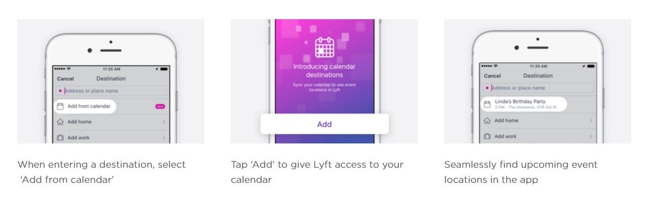 This is how it works (click image to enlarge) - Lyft app gets smarter, syncs with your calendar