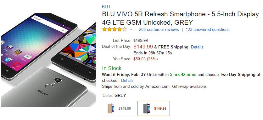 Deal: BLU Vivo 5R on sale for $150 on Amazon (25% off)