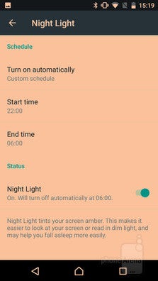 Night Light in Sony's Android concept is a blue light filter that can activate automatically after sunset. - A look at Sony's Concept for Android: features, differences, and advantages