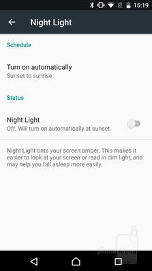 Night Light in Sony's Android concept is a blue light filter that can activate automatically after sunset. - A look at Sony's Concept for Android: features, differences, and advantages