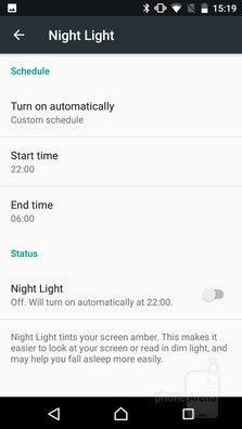 Night Light in Sony's Android concept is a blue light filter that can activate automatically after sunset. - A look at Sony's Concept for Android: features, differences, and advantages