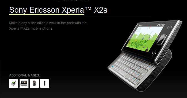 Xperia X2a stars on Sony&#039;s U.S. web site