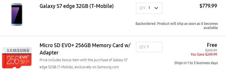 Deal alert: get a free 256 GB microSD card with a Galaxy S7/S7 edge purchase from Samsung