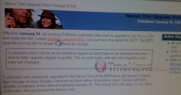 Google lowers the upgrade price of the Nexus One