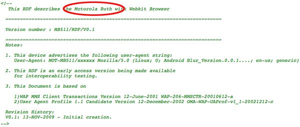 Motorola &quot;Ruth&quot; MB511 may seem like a plain Android handset