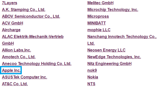 Apple&#039;s name now appears on the list of WPC members - Apple joins the Wireless Power Consortium