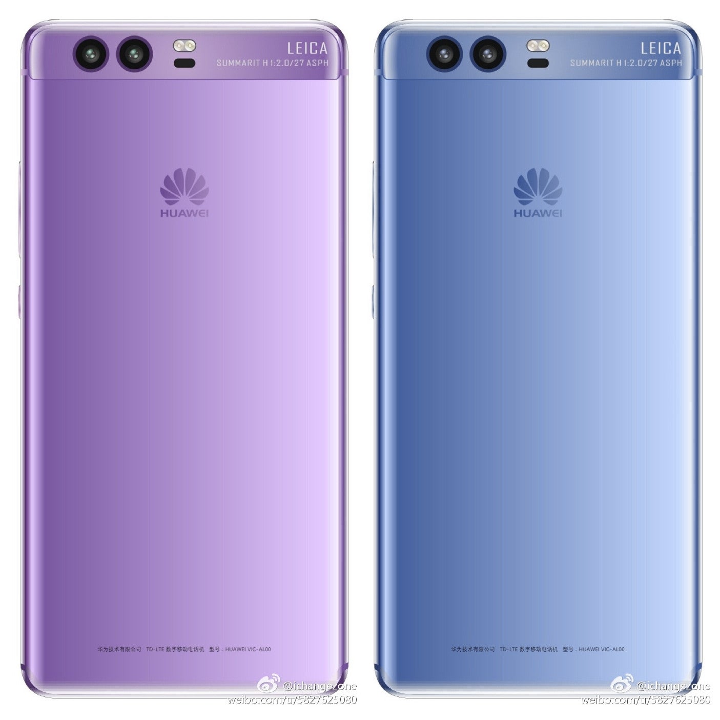 Left &amp;ndash; earlier render of a Purple P10; right &amp;ndash; rough approximation of a Blue colored P10, based on Huawei&#039;s official teaser - Huawei teases P10 colors: It isn&#039;t purple, it&#039;s blue