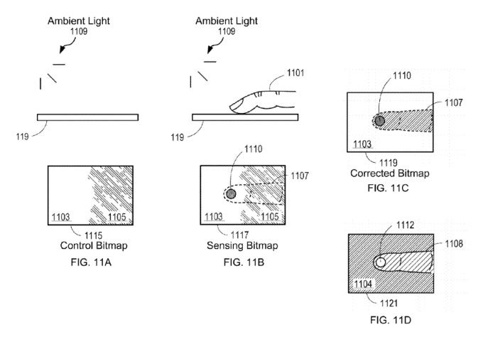 A patent drawing detailing how fingerprints could be detected with the new technology - A new Apple patent brings a major iPhone 8 rumor closer to reality