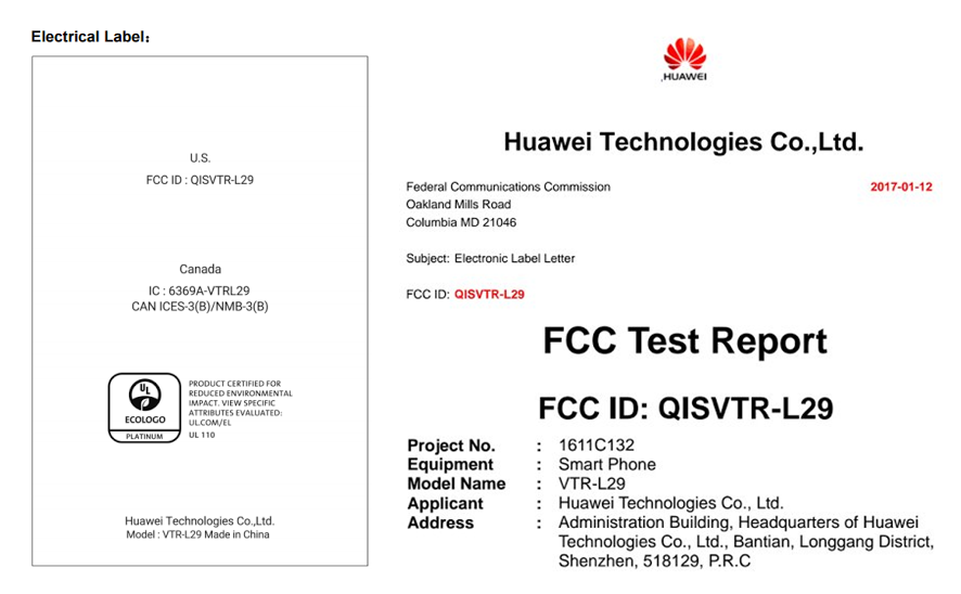 Huawei P10 receives FCC certification for the U.S. and Canada - Huawei P10 gets FCC clearance for North America; feds confirm 3100mAh battery is inside