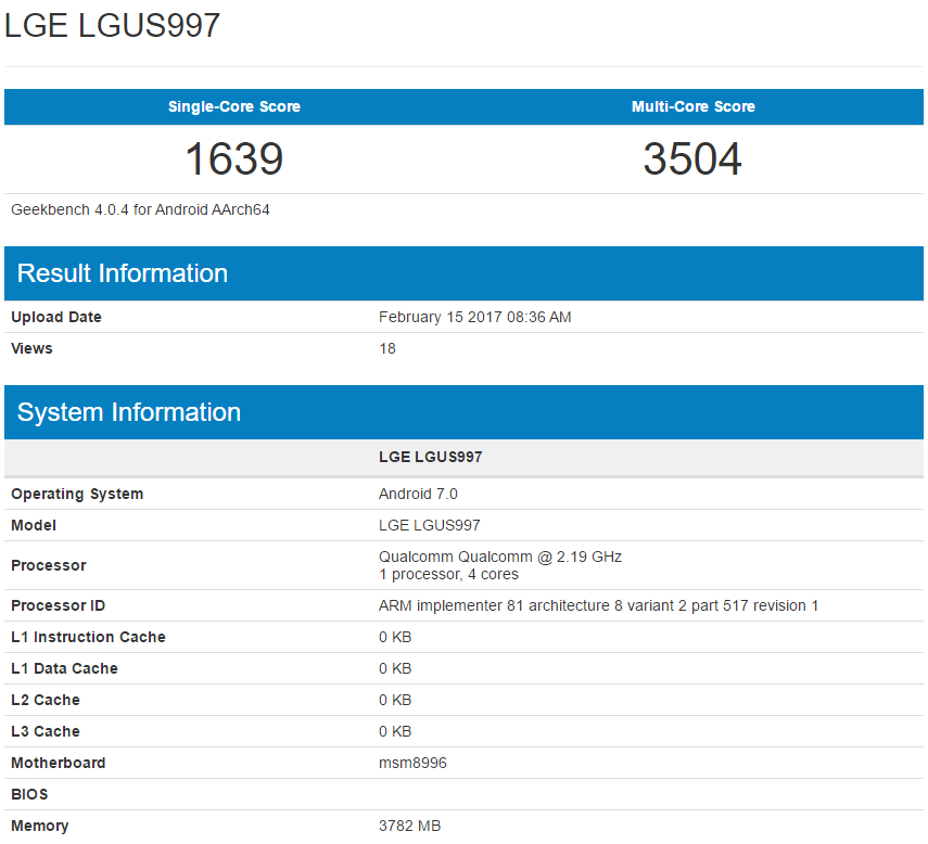 Flagship Samsung phone is benchmarked on Geekbench - Flagship spec&#039;d LG phone appears on Geekbench, heading to U.S. Cellular