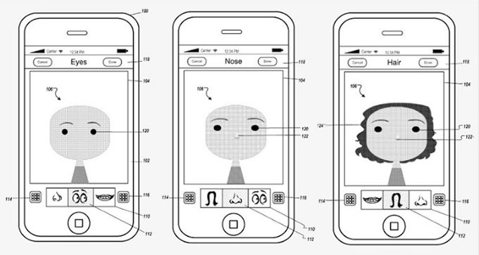Example interface for an avatar creation tool - Apple secures patent for curious avatar creation tool