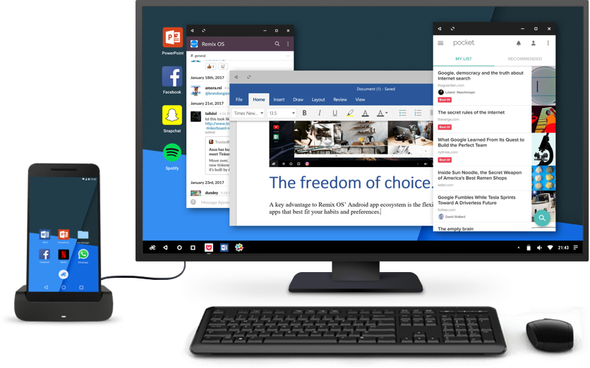 Remix OS on Mobile will allow you to have an Android smartphone that can also work like a PC