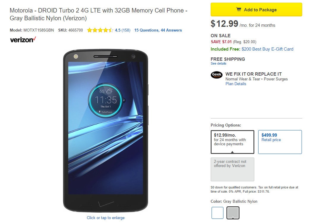 Deal: Best Buy sells the Motorola DROID Turbo 2 for only $312, buyers get $200 gift card too