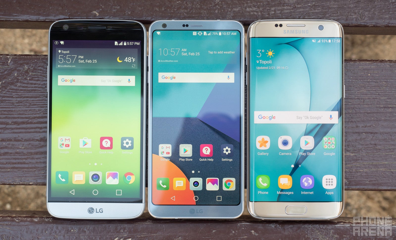 From left to right - the LG G5, the LG G6, and the Galaxy S7 edge - LG G6 preview: the no-nonsense phone the G5 should have been