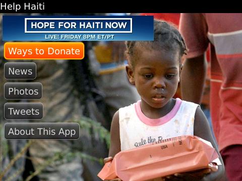 Donate to Haiti through the use of a BlackBerry app