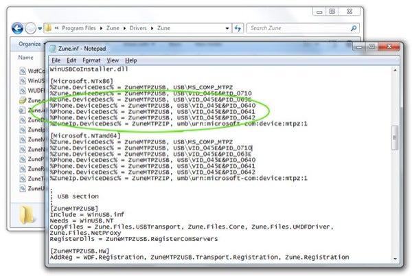 Phone device drivers found in latest Zune software update