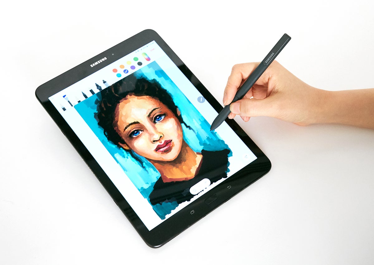 A pro tablet surfaces: the Samsung Galaxy Tab S3 has quad speakers, S Pen, keyboard