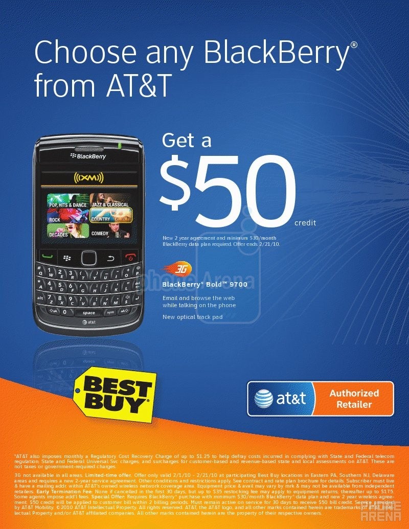 Best Buy offering $50 credit on any AT&amp;T BlackBerry with activation at select locations