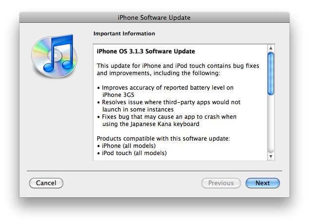 Apple releases iPhone OS 3.1.3