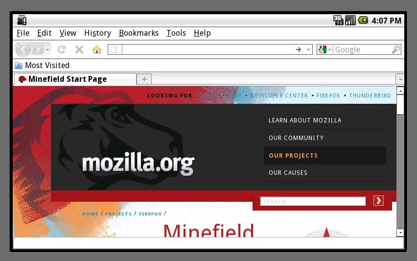Firefox for Android on its way - loads up its first page