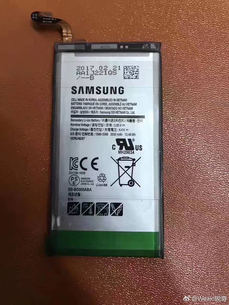 Samsung Galaxy S8 Plus 3,500 mAh battery allegedly leaked