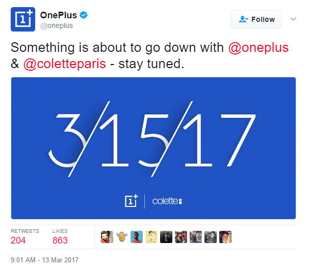 OnePlus has something to announce on March 15th - Tweet from OnePlus could be hinting at a blue OnePlus 3T