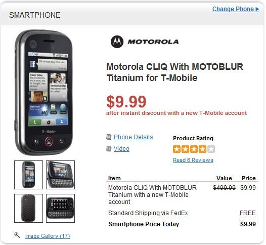 Motorola CLIQ is going for an ultra affordable price of $10
