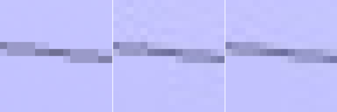 A crop of an image of a phone line hanging against a blue sky. From left to right – original image, libjpeg compression in the middle, and Guetzli on the right - Google's JPEG encoder reduces image size by 35%, could help you save mobile data in the future