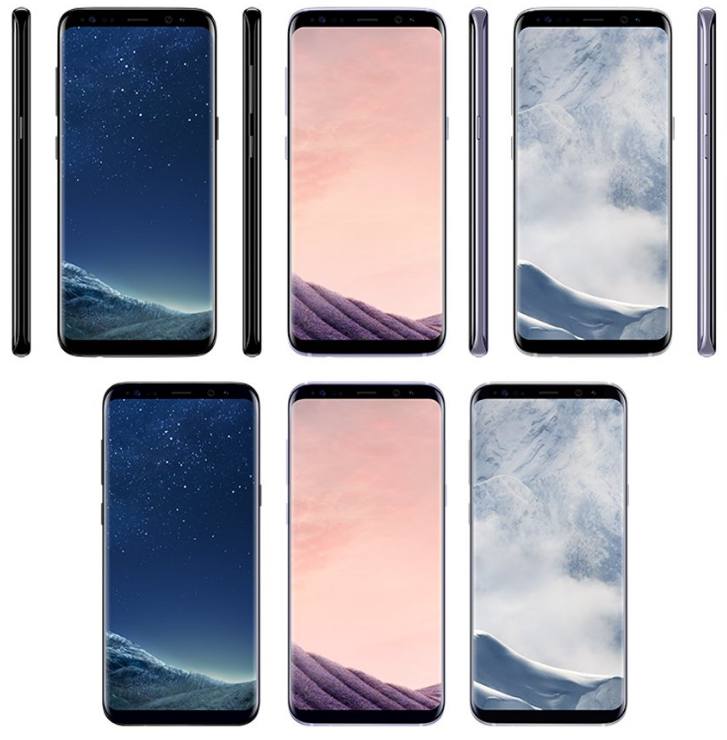 Top row-Galaxy S8 Black Sky, Orchid Grey, Arctic Silver; Bottom row-Galaxy S8+ Black Sky, Orchid Grey, Arctic Silver - Check out the Samsung Galaxy S8 and Galaxy S8+ in Black Sky, Orchid Grey and Arctic Silver (UPDATE)