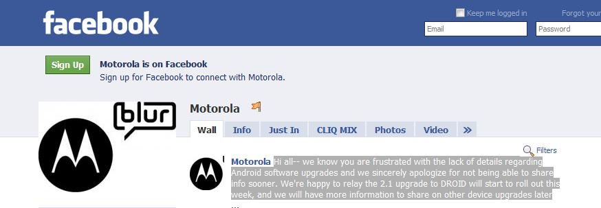 Motorola confirms DROID to get Android 2.1 update this week