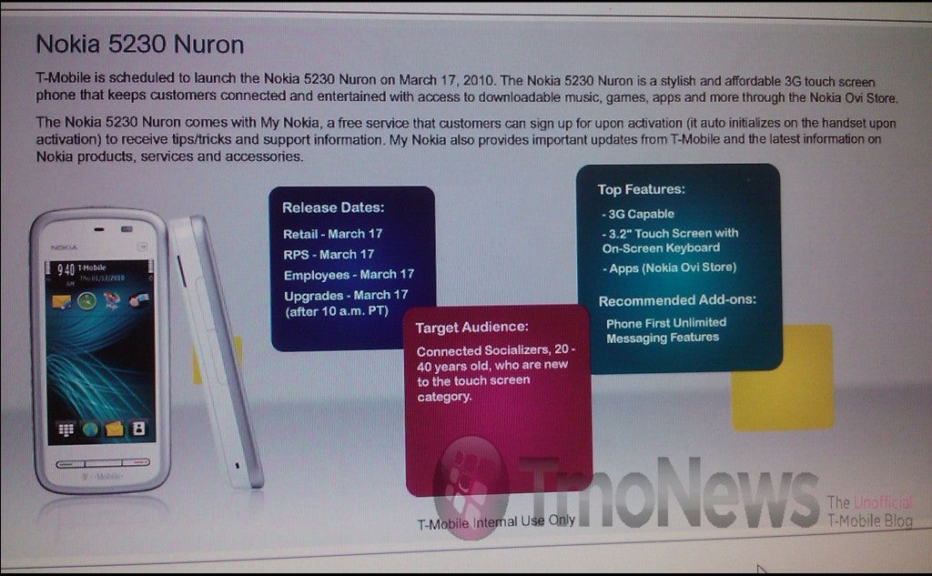 Nokia Nuron is apparently the 5230, aimed at touchscreen newbies