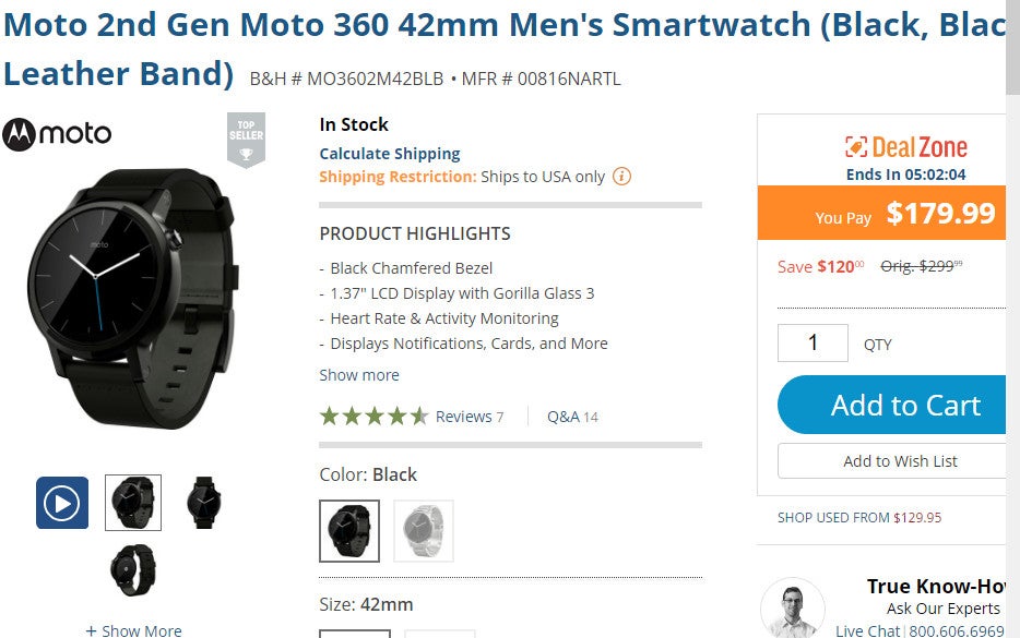 Deal: B&amp;H Photo offers major discounts (up to 55%) on Moto 360 (2nd Gen) smartwatch