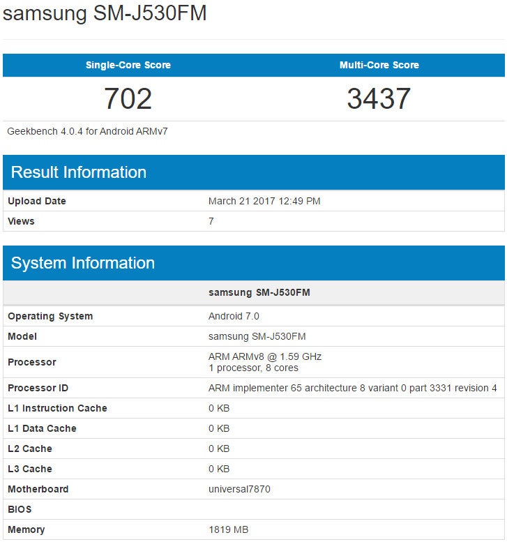 Samsung Galaxy J5 (2017) partial specs list - Samsung Galaxy J5 (2017) leaked specs include Exynos 7870 CPU, Android 7.0 Nougat