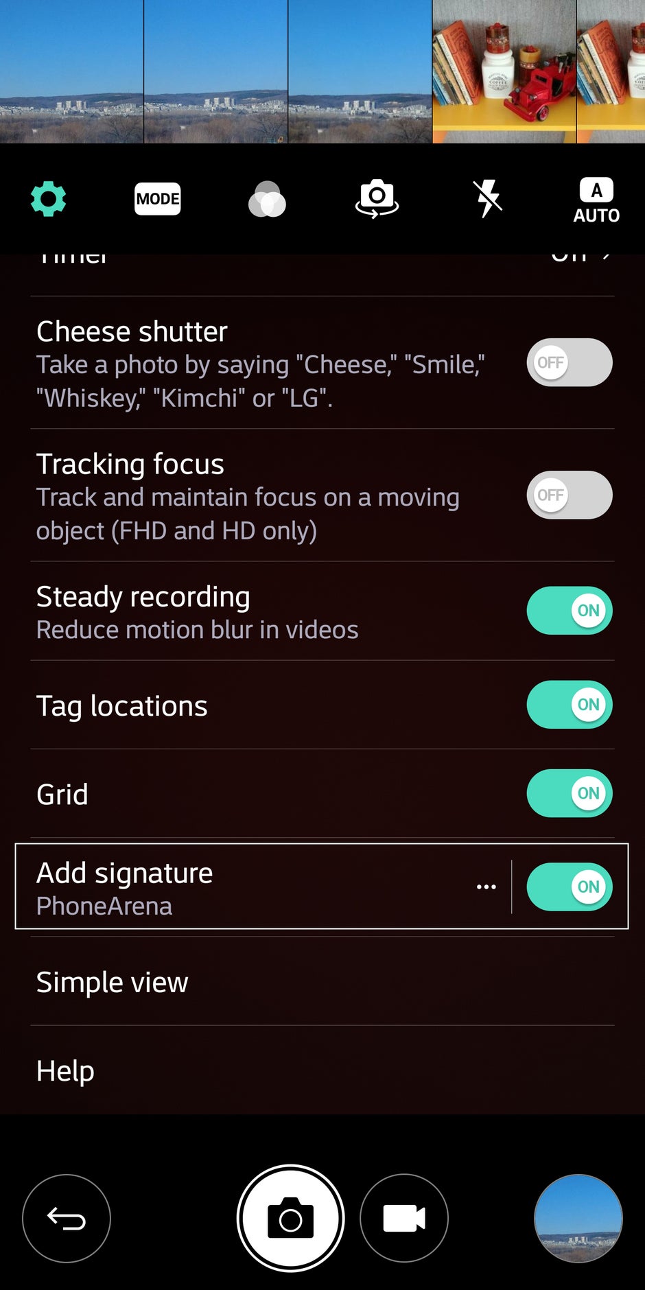 The new signature option in settings - LG G6 camera UI: what's changed?