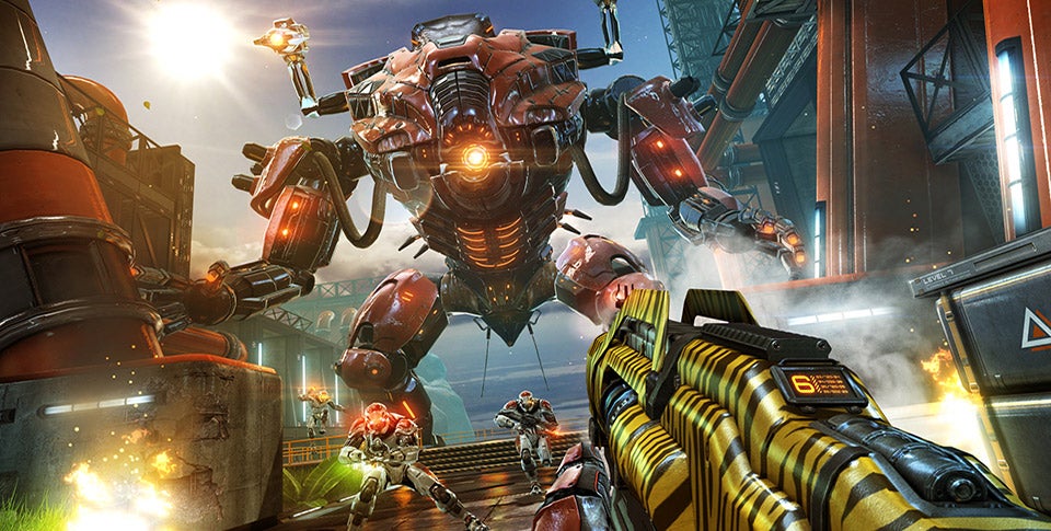 Only tiger stripes can scare off a Big Boss like that - New Shadowgun Legends gameplay footage shows the dazzling graphics possible on current smartphones