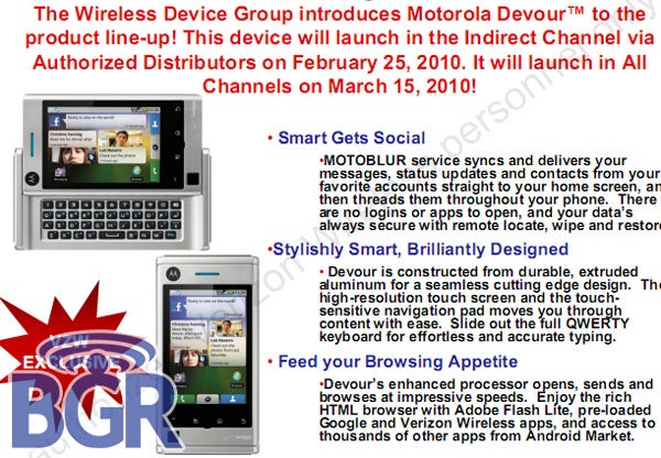 More confirmation that indirect channels are getting the Motorola DEVOUR first