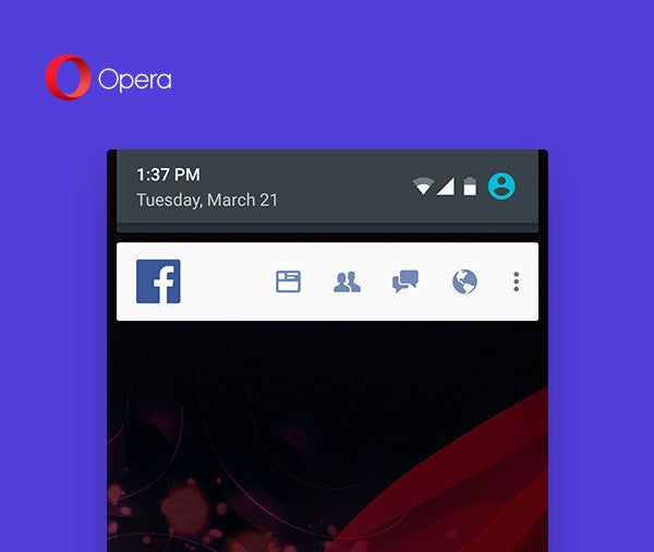 Facebook notification bar - Opera Mini&#039;s latest update makes download links easier to access