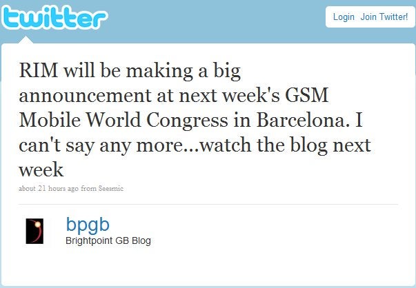 RIM coming out with something big for MWC?