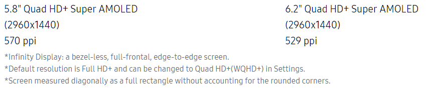 Galaxy S8 and S8+ come with 1080p resolution as default, screen goes up to WQHD+