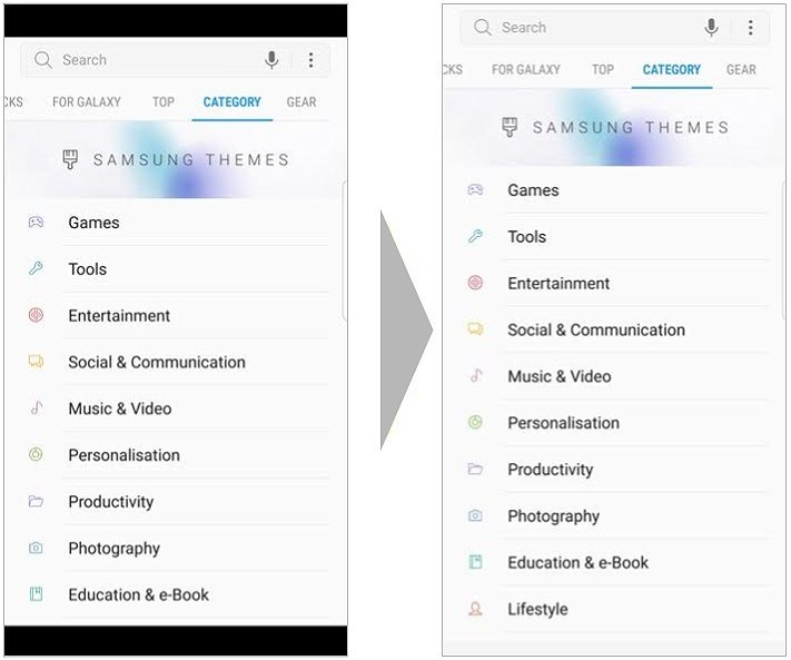 (Left) An app with a maximum aspect ratio set at 16/9 on an 18.5/9 device; (Right) An app with a maximum aspect ratio set at or over 18.5/9 on an 18.5/9 device - Google is urging Android developers to optimize their apps for the new 18:9 and 18.5:9 screen aspect ratios